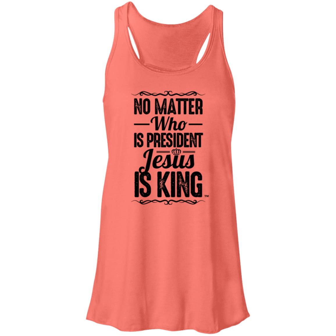 Jesus is King - Women's Flowy Racerback Tank