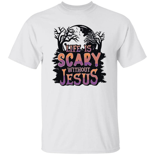 Life is Scary Without Jesus - Men's Cotton Short Sleeve T-Shirt