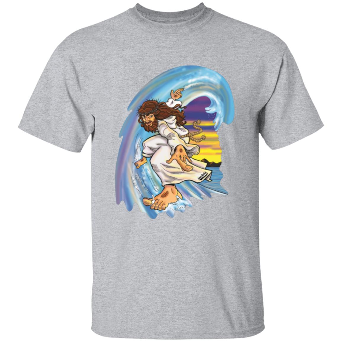 Big Jesus Wave - Boy's/Girl's Youth Cotton Short Sleeve T-Shirt