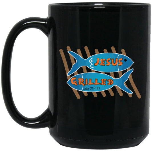 Grilled Fish 15oz Black Mug