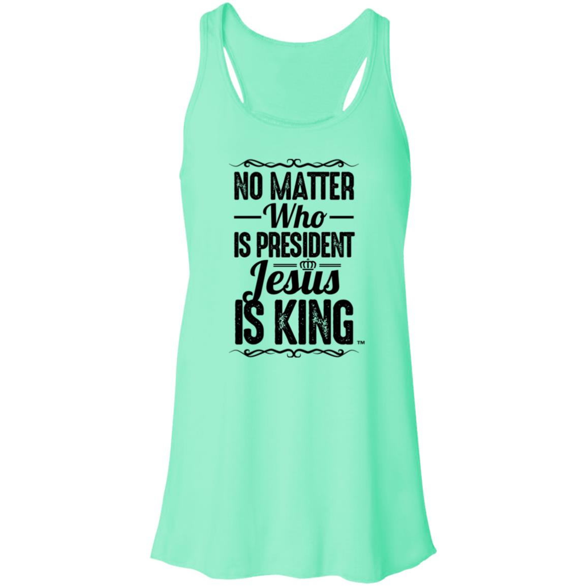 Jesus is King - Women's Flowy Racerback Tank