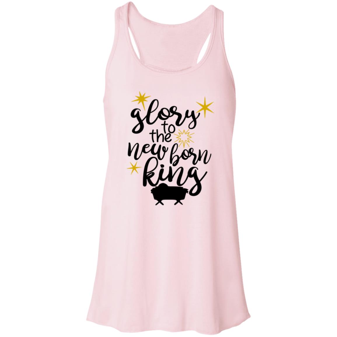 Glory to the new born King - Women's Flowy Racerback Tank