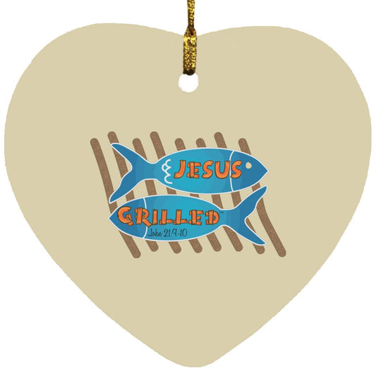 Grilled Fish Heart Ornament