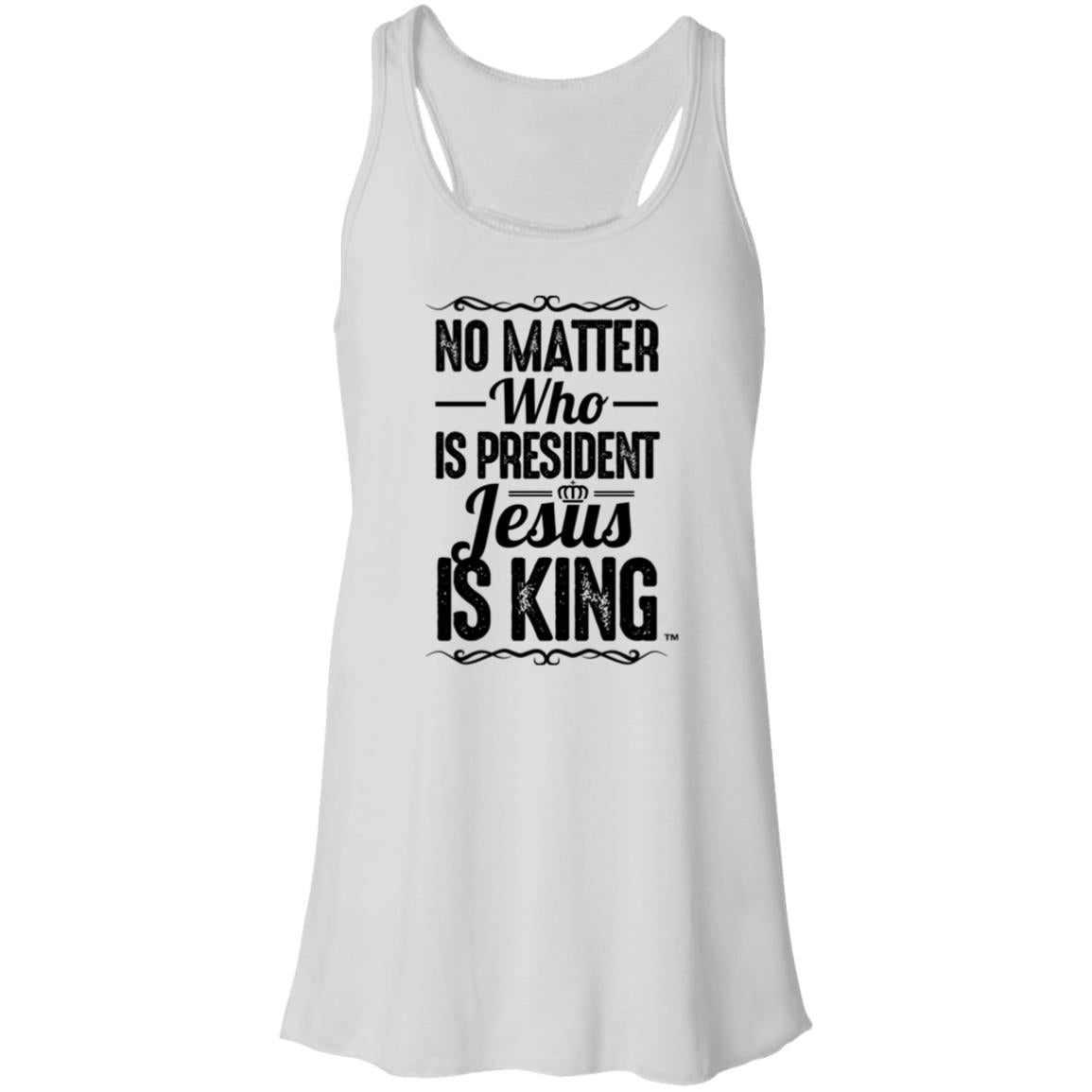 Jesus is King - Women's Flowy Racerback Tank