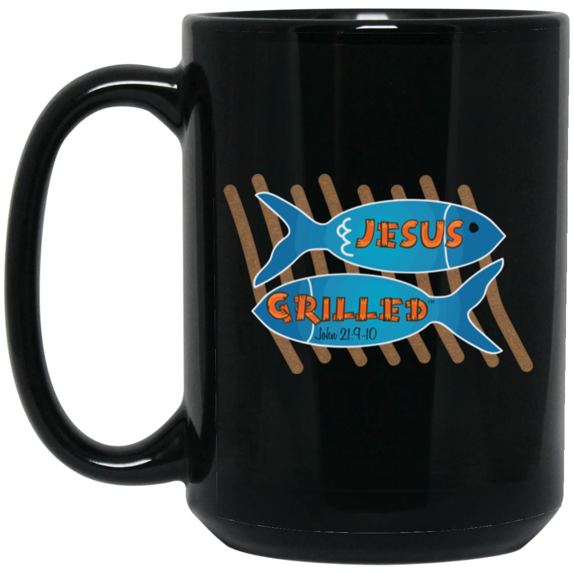 Grilled Fish - 15oz Black Mug - Jesus Surfed Apparel Co. 