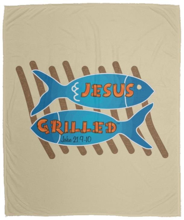 Grilled Fish - Cozy Plush Fleece Blanket - 50x60 - Jesus Surfed Apparel Co. 