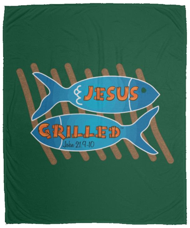 Grilled Fish - Cozy Plush Fleece Blanket - 50x60 - Jesus Surfed Apparel Co. 