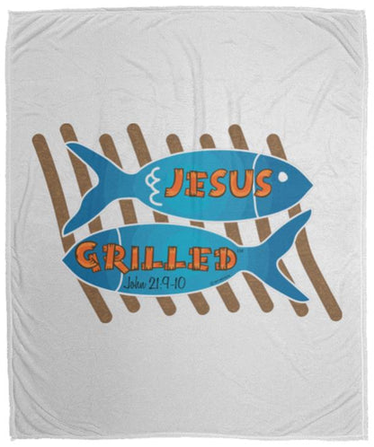 Grilled Fish - Cozy Plush Fleece Blanket - 50x60 - Jesus Surfed Apparel Co. 