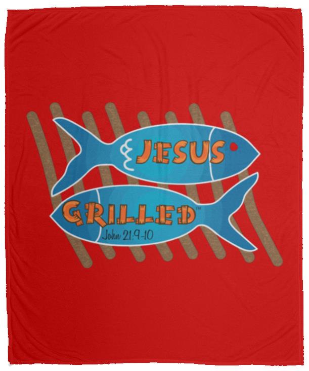 Grilled Fish - Cozy Plush Fleece Blanket - 50x60 - Jesus Surfed Apparel Co. 