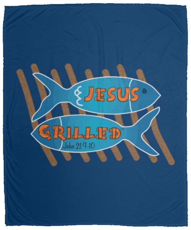 Grilled Fish - Cozy Plush Fleece Blanket - 50x60 - Jesus Surfed Apparel Co. 