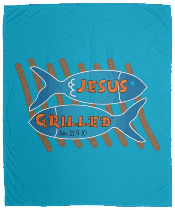 Grilled Fish - Cozy Plush Fleece Blanket - 50x60 - Jesus Surfed Apparel Co. 