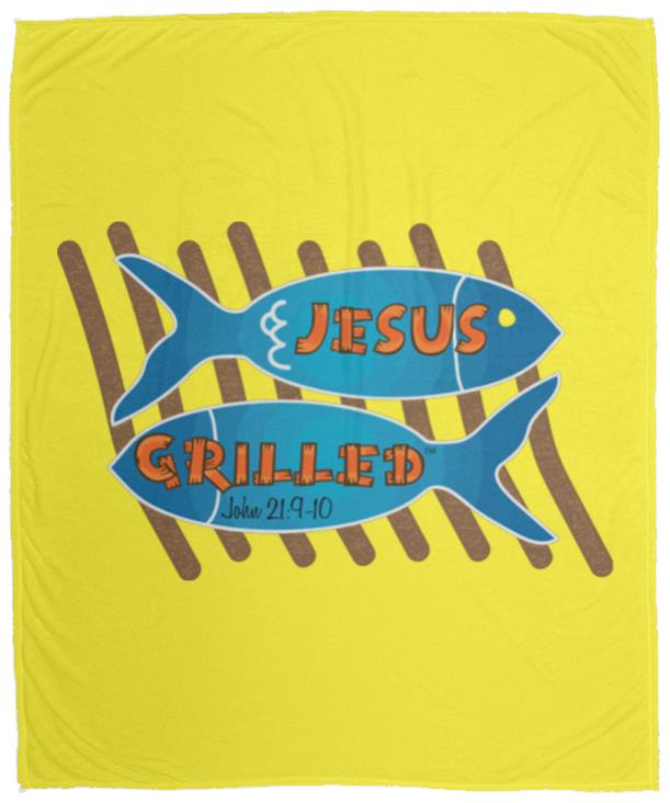 Grilled Fish - Cozy Plush Fleece Blanket - 50x60 - Jesus Surfed Apparel Co. 