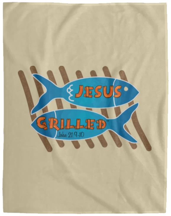 Grilled Fish - Cozy Plush Fleece Blanket - 60x80 - Jesus Surfed Apparel Co. 