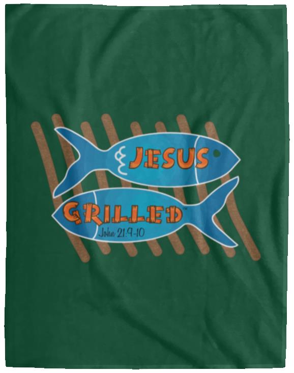 Grilled Fish - Cozy Plush Fleece Blanket - 60x80 - Jesus Surfed Apparel Co. 