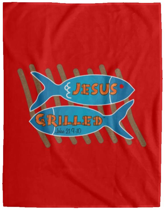 Grilled Fish - Cozy Plush Fleece Blanket - 60x80 - Jesus Surfed Apparel Co. 