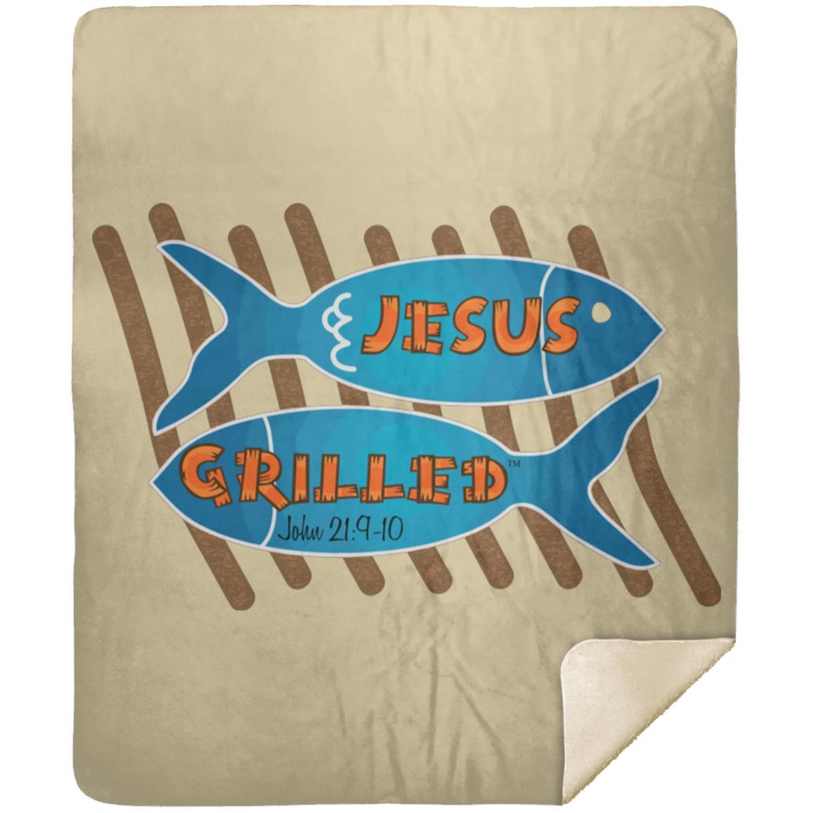 Grilled Fish - Premium Mink Sherpa Blanket 50x60 - Jesus Surfed Apparel Co. 