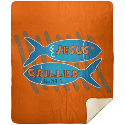 Grilled Fish - Premium Mink Sherpa Blanket 50x60 - Jesus Surfed Apparel Co. 