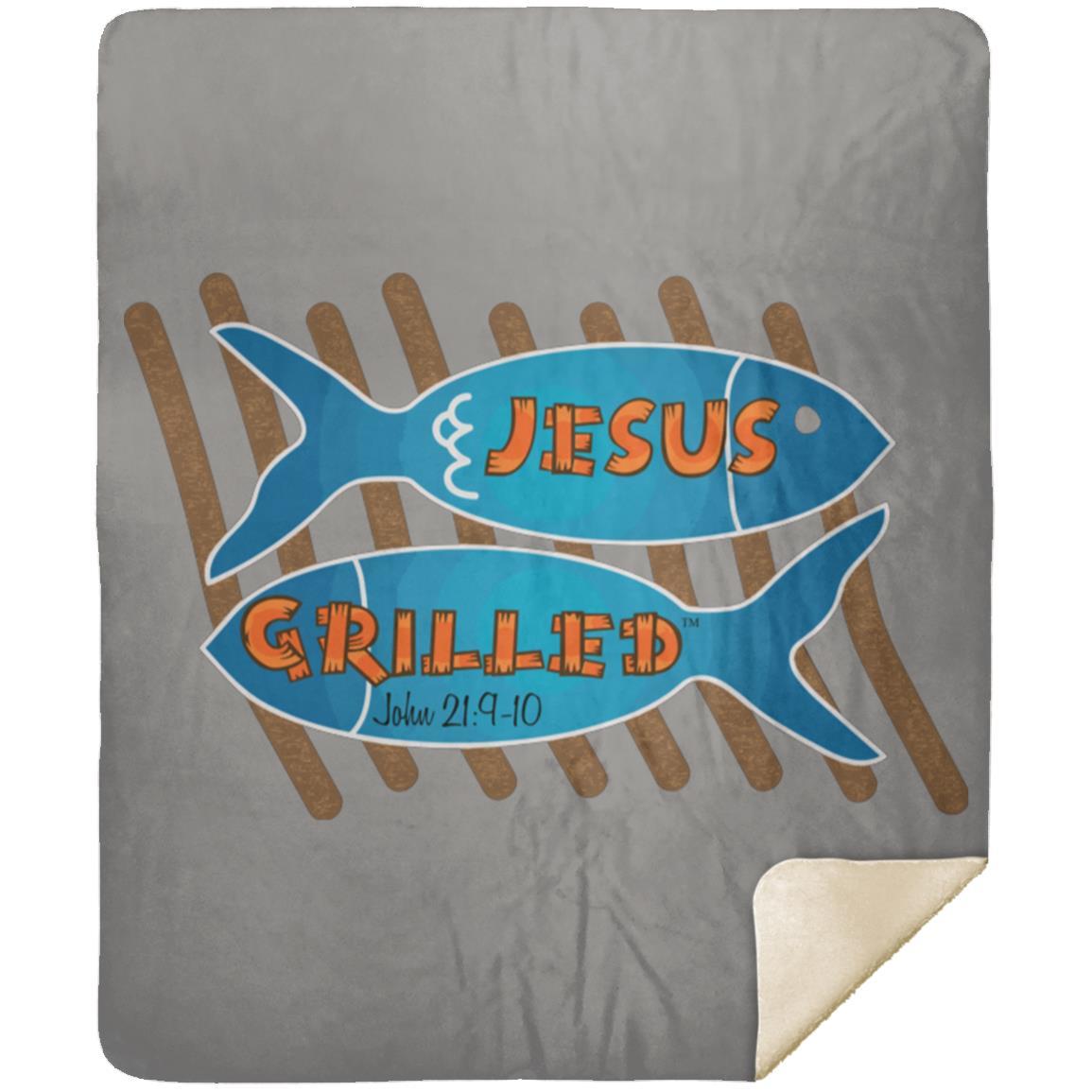 Grilled Fish - Premium Mink Sherpa Blanket 50x60 - Jesus Surfed Apparel Co. 