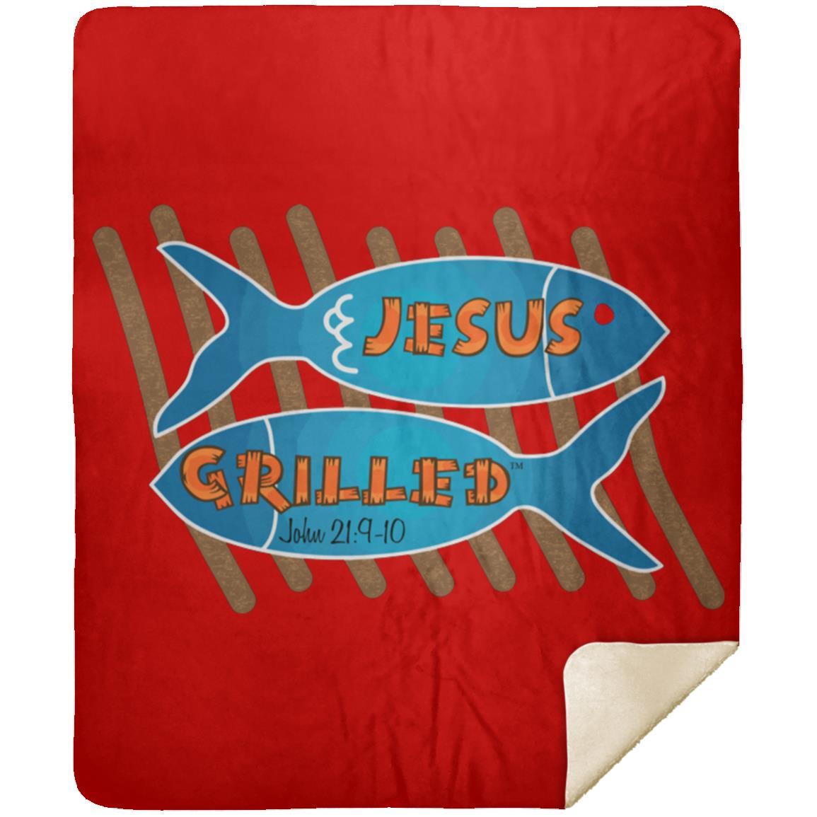 Grilled Fish - Premium Mink Sherpa Blanket 50x60 - Jesus Surfed Apparel Co. 