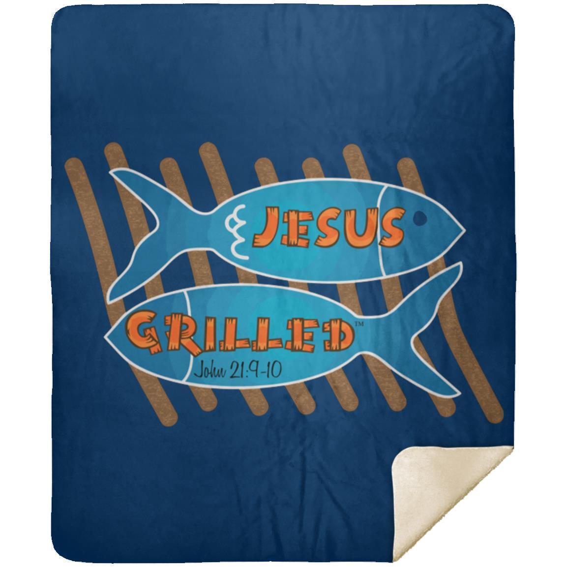 Grilled Fish - Premium Mink Sherpa Blanket 50x60 - Jesus Surfed Apparel Co. 