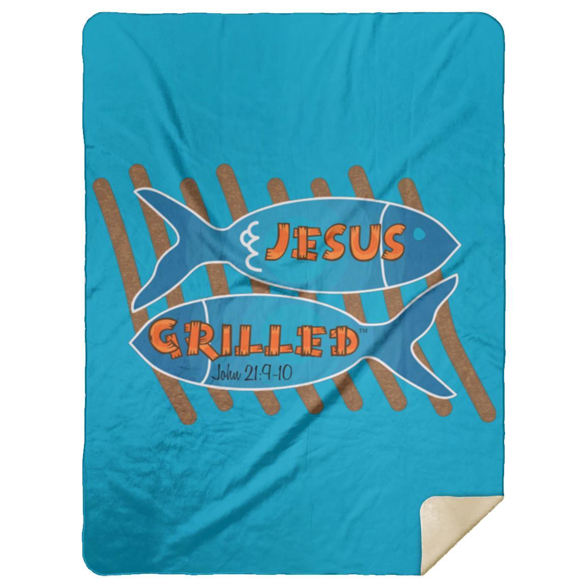 Grilled Fish - Premium Mink Sherpa Blanket 60x80 - Jesus Surfed Apparel Co. 