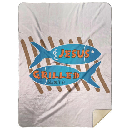 Grilled Fish - Premium Mink Sherpa Blanket 60x80 - Jesus Surfed Apparel Co. 