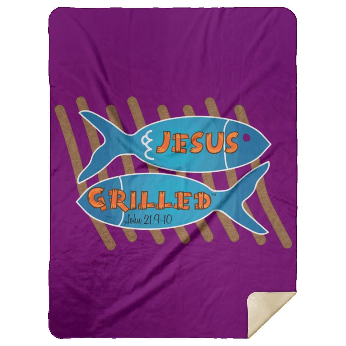 Grilled Fish - Premium Mink Sherpa Blanket 60x80 - Jesus Surfed Apparel Co. 