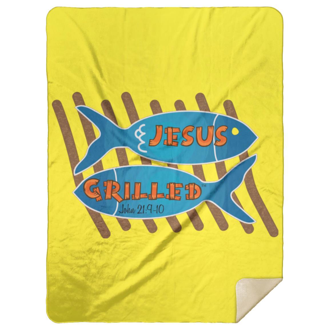 Grilled Fish - Premium Mink Sherpa Blanket 60x80 - Jesus Surfed Apparel Co. 