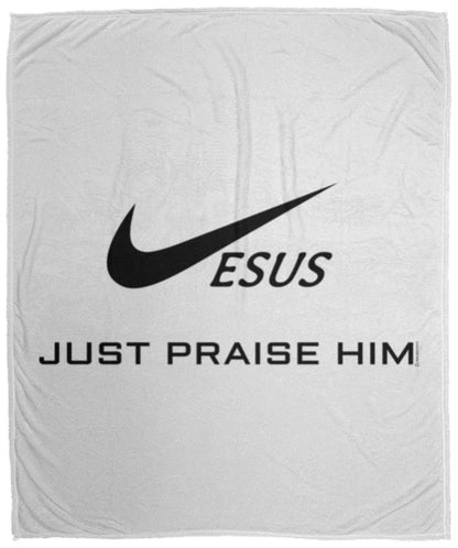 Just Praise Him - Cozy Plush Fleece Blanket - 50x60 - Jesus Surfed Apparel Co. 