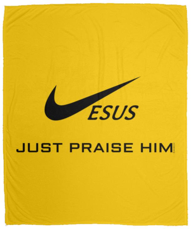 Just Praise Him - Cozy Plush Fleece Blanket - 50x60 - Jesus Surfed Apparel Co. 