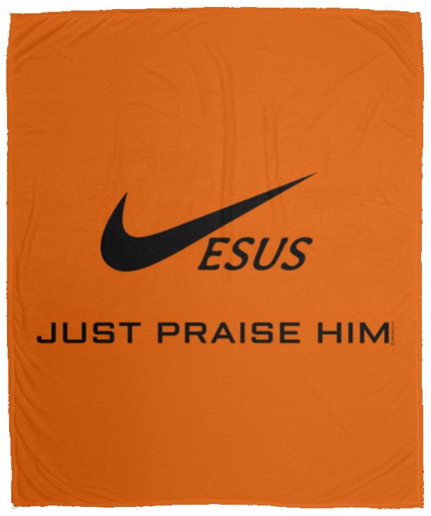 Just Praise Him - Cozy Plush Fleece Blanket - 50x60 - Jesus Surfed Apparel Co. 