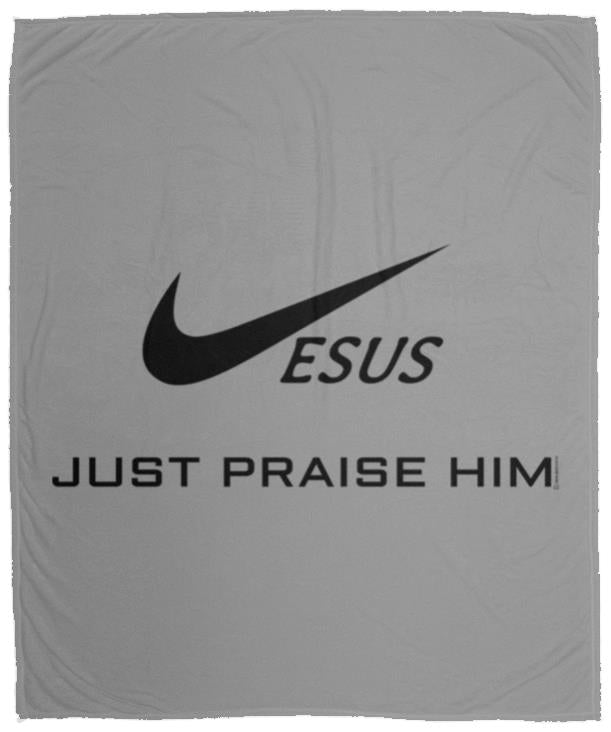 Just Praise Him - Cozy Plush Fleece Blanket - 50x60 - Jesus Surfed Apparel Co. 