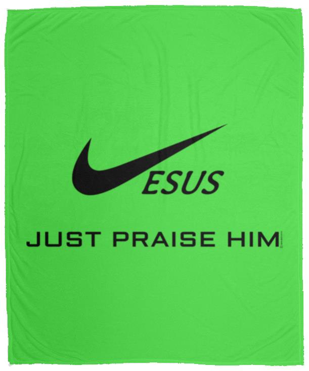 Just Praise Him - Cozy Plush Fleece Blanket - 50x60 - Jesus Surfed Apparel Co. 