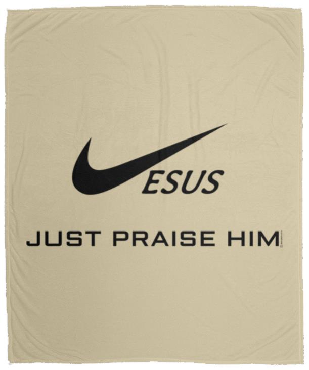 Just Praise Him - Cozy Plush Fleece Blanket - 50x60 - Jesus Surfed Apparel Co. 