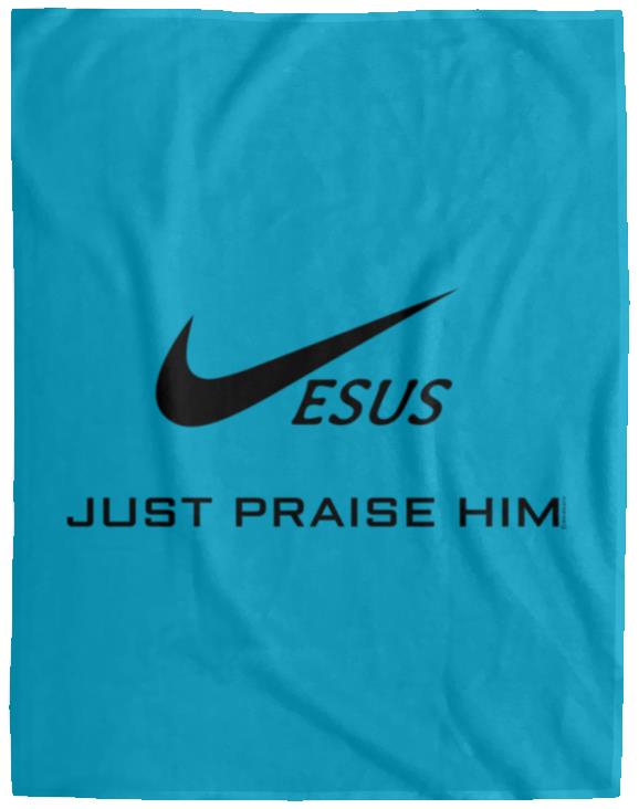 Just Praise Him - Cozy Plush Fleece Blanket - 60x80 - Jesus Surfed Apparel Co. 