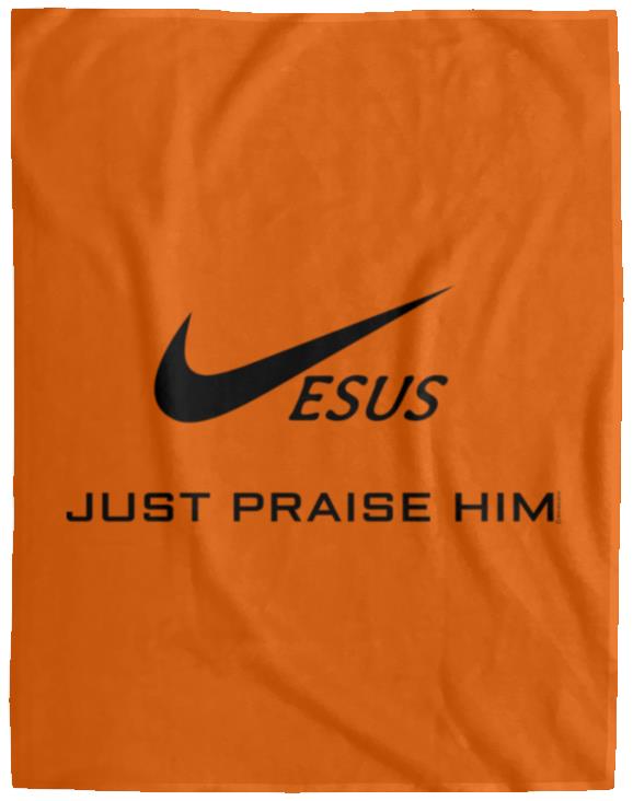 Just Praise Him - Cozy Plush Fleece Blanket - 60x80 - Jesus Surfed Apparel Co. 