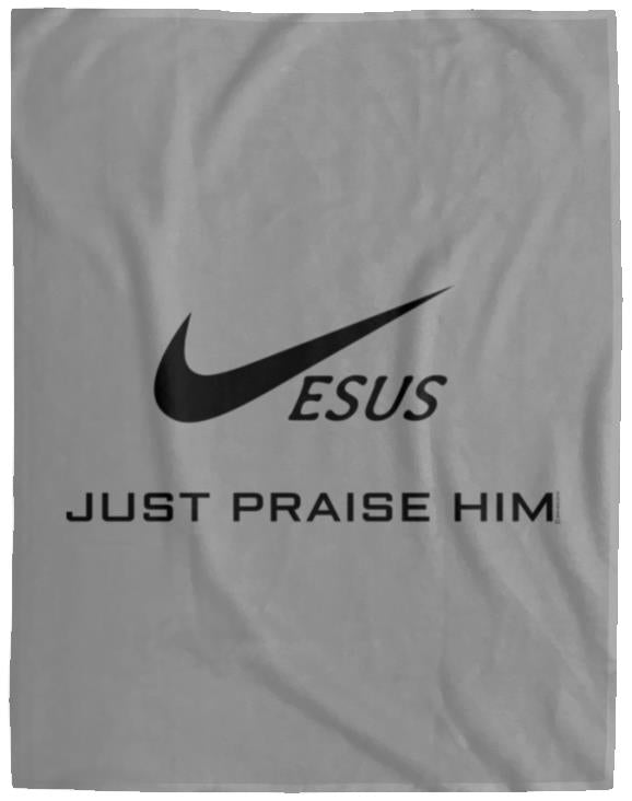 Just Praise Him - Cozy Plush Fleece Blanket - 60x80 - Jesus Surfed Apparel Co. 