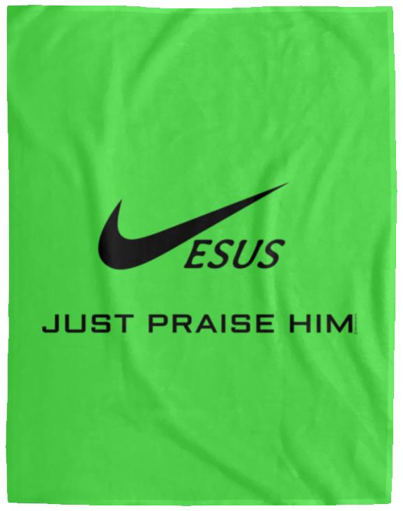 Just Praise Him - Cozy Plush Fleece Blanket - 60x80 - Jesus Surfed Apparel Co. 