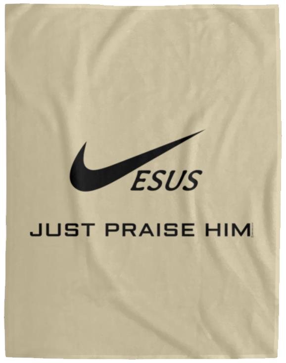 Just Praise Him - Cozy Plush Fleece Blanket - 60x80 - Jesus Surfed Apparel Co. 