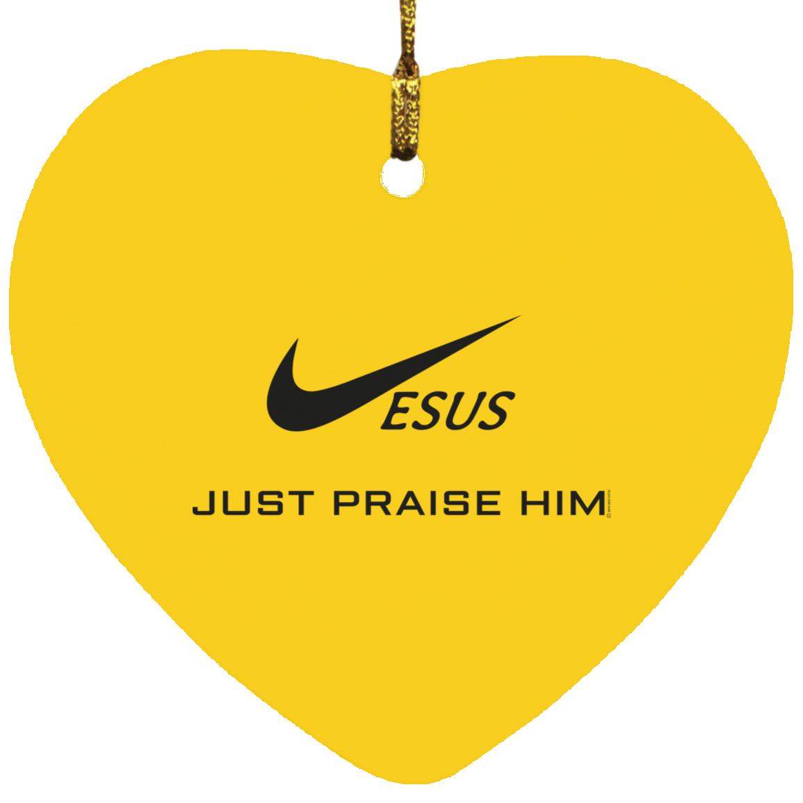 Just Praise Him - Heart Ornament - Jesus Surfed Apparel Co. 