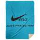Just Praise Him - Premium Mink Sherpa Blanket 60x80 - Jesus Surfed Apparel Co. 
