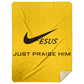 Just Praise Him - Premium Mink Sherpa Blanket 60x80 - Jesus Surfed Apparel Co. 