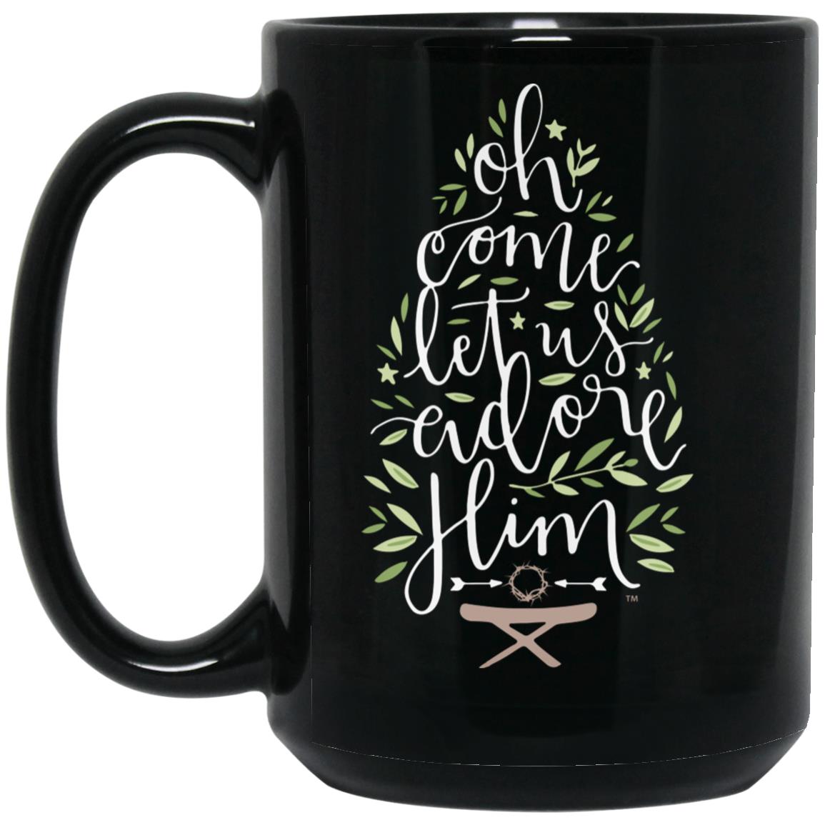 Let us adore Him - 15oz Black Mug - Jesus Surfed Apparel Co. 