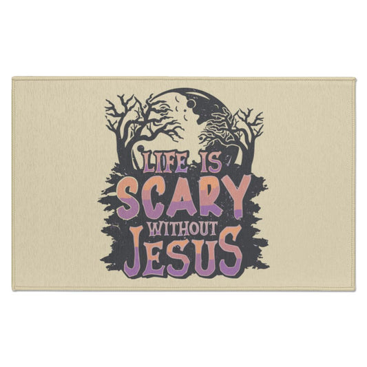 Life is Scary Without Jesus - Indoor Doormat - Jesus Surfed Apparel Co. 