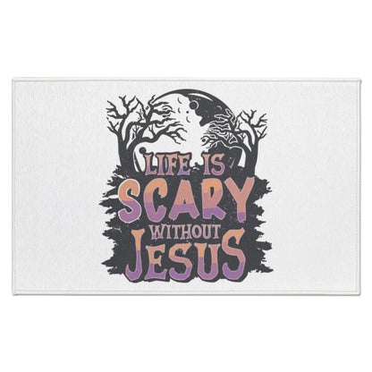 Life is Scary Without Jesus - Indoor Doormat - Jesus Surfed Apparel Co. 