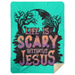 Life is Scary Without Jesus - Premium Mink Sherpa Blanket 60x80 - Jesus Surfed Apparel Co. 