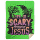Life is Scary Without Jesus - Premium Mink Sherpa Blanket 60x80 - Jesus Surfed Apparel Co. 