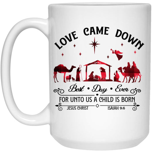 Love Came Down - 15oz White Mug - Jesus Surfed Apparel Co. 