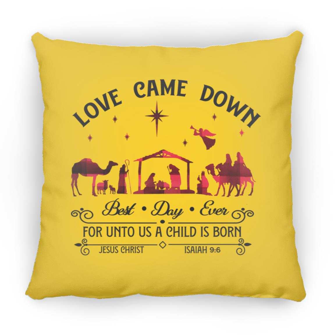 Love Came Down - Large Square Pillow - Jesus Surfed Apparel Co. 