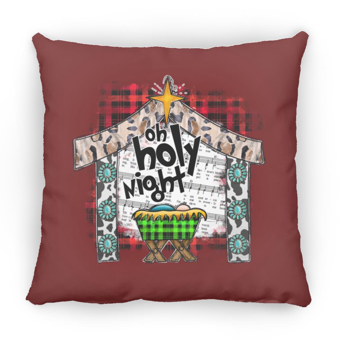 Oh Holy Night - Large Square Pillow - Jesus Surfed Apparel Co. 